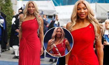 Serena Williams duket e mrekullueshme me një fustan elegant të kuq, ndërsa merr Çmimin e Princeshës së Asturias për Sport në Spanjë